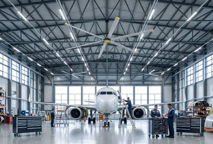 Unermüdlicher, zuverlässiger Luftstrom für Hangars und Flughäfen.